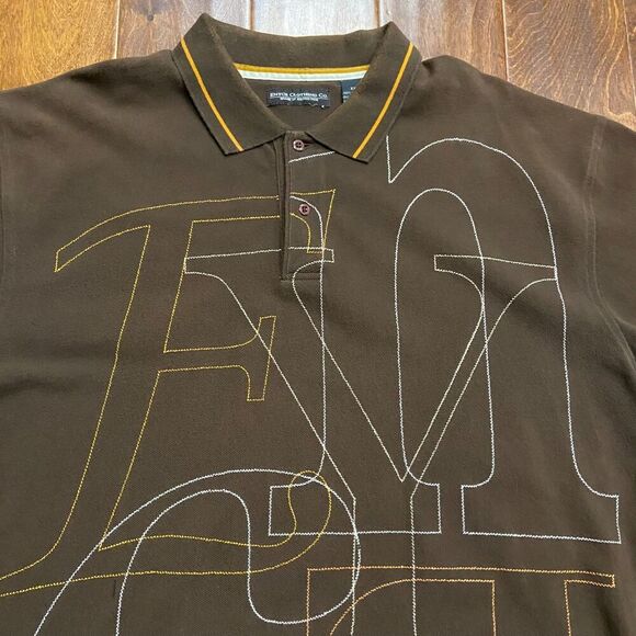 Enyce Vintage Y2K Baggy Giant Logo Brown Embroidered Polo Shirt Mens Size XXL - Picture 2 of 8